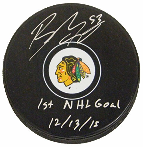 Brandon Mashinter Signed Chicago Blackhawks Logo Hockey Puck w/1st NHL Goal 12-13-15 - MASPUC402 - Brandon Mashinter Signed Chicago Blackhawks Logo Hockey Puck w/1st NHL Goal 12-13-15 product image