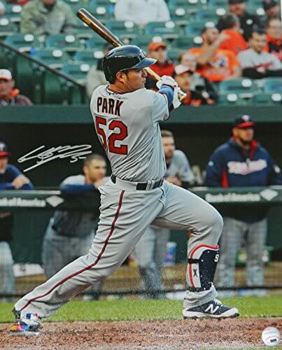 Byung Ho Park Signed Minnesota Twins 1st MLB Base Hit Action 16x20 Photo - PAR16P101 - Byung Ho Park Signed Minnesota Twins 1st MLB Base Hit Action 16x20 Photo product image