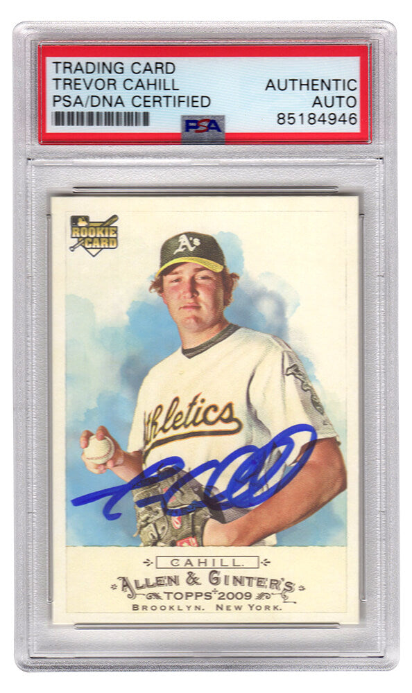 Trevor Cahill Signed Oakland A's 2009 Topps Allen & Ginter Rookie Baseball Card #241 - (PSA Encapsulated) - CAHCAR100 - Trevor Cahill Signed Oakland A's 2009 Topps Allen & Ginter Rookie Baseball Card #241 - (PSA Encapsulated) product image