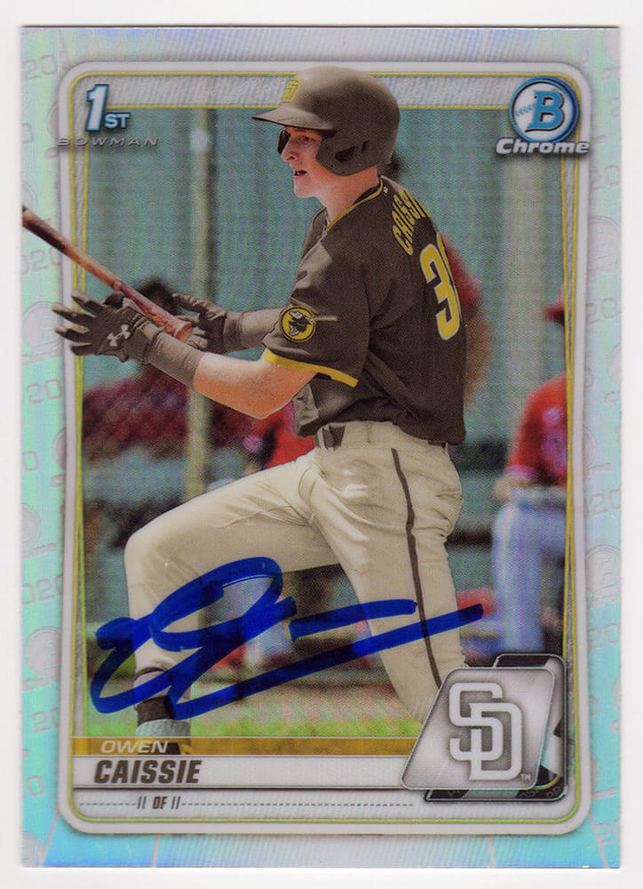 Owen Caissie Signed Chicago Cubs 2020 Bowman Draft Refractor Chrome Baseball Trading Card #BD-49 - CAICAR101 - Owen Caissie Signed Chicago Cubs 2020 Bowman Draft Refractor Chrome Baseball Trading Card #BD-49 product image