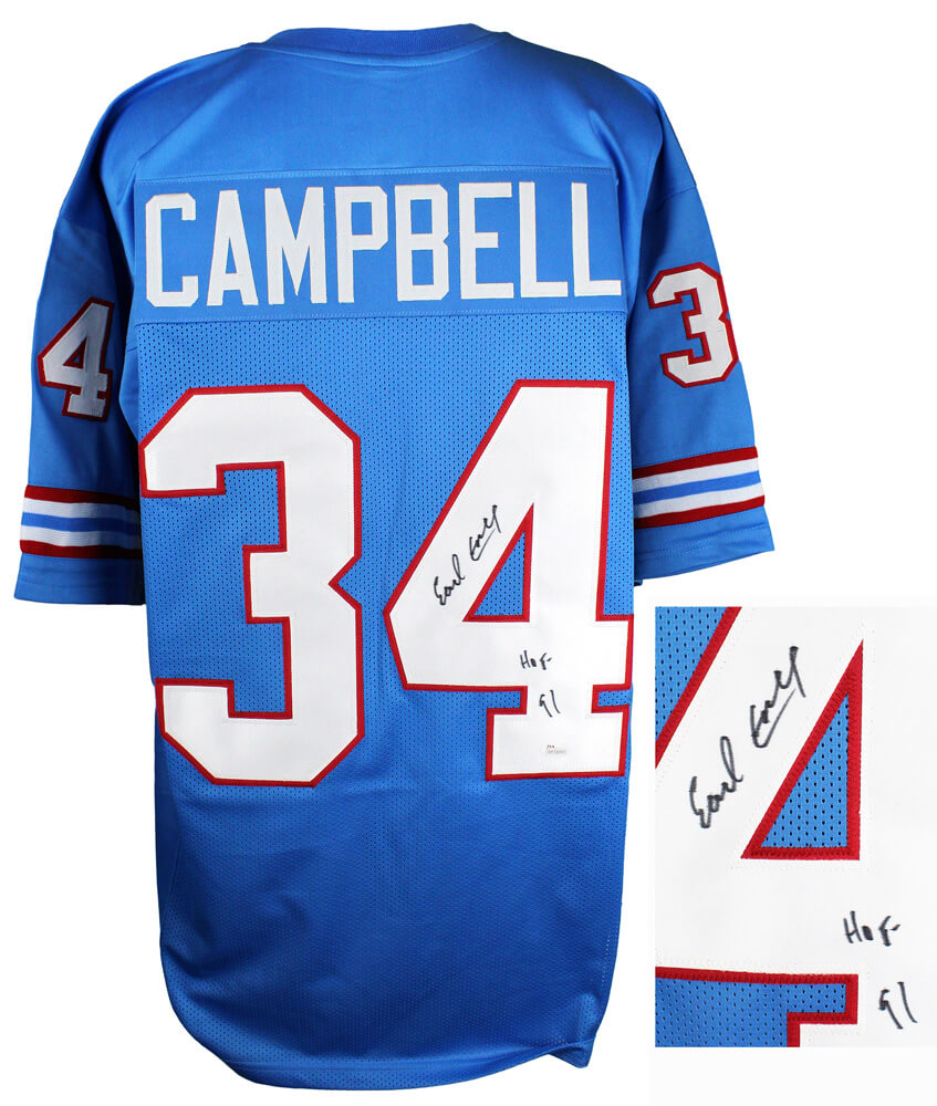 Earl Campbell Signed Blue Throwback Custom Football Jersey w/HOF'91 (JSA) - CAMJRY302 - Earl Campbell Signed Blue Throwback Custom Football Jersey w/HOF'91 (JSA) product image