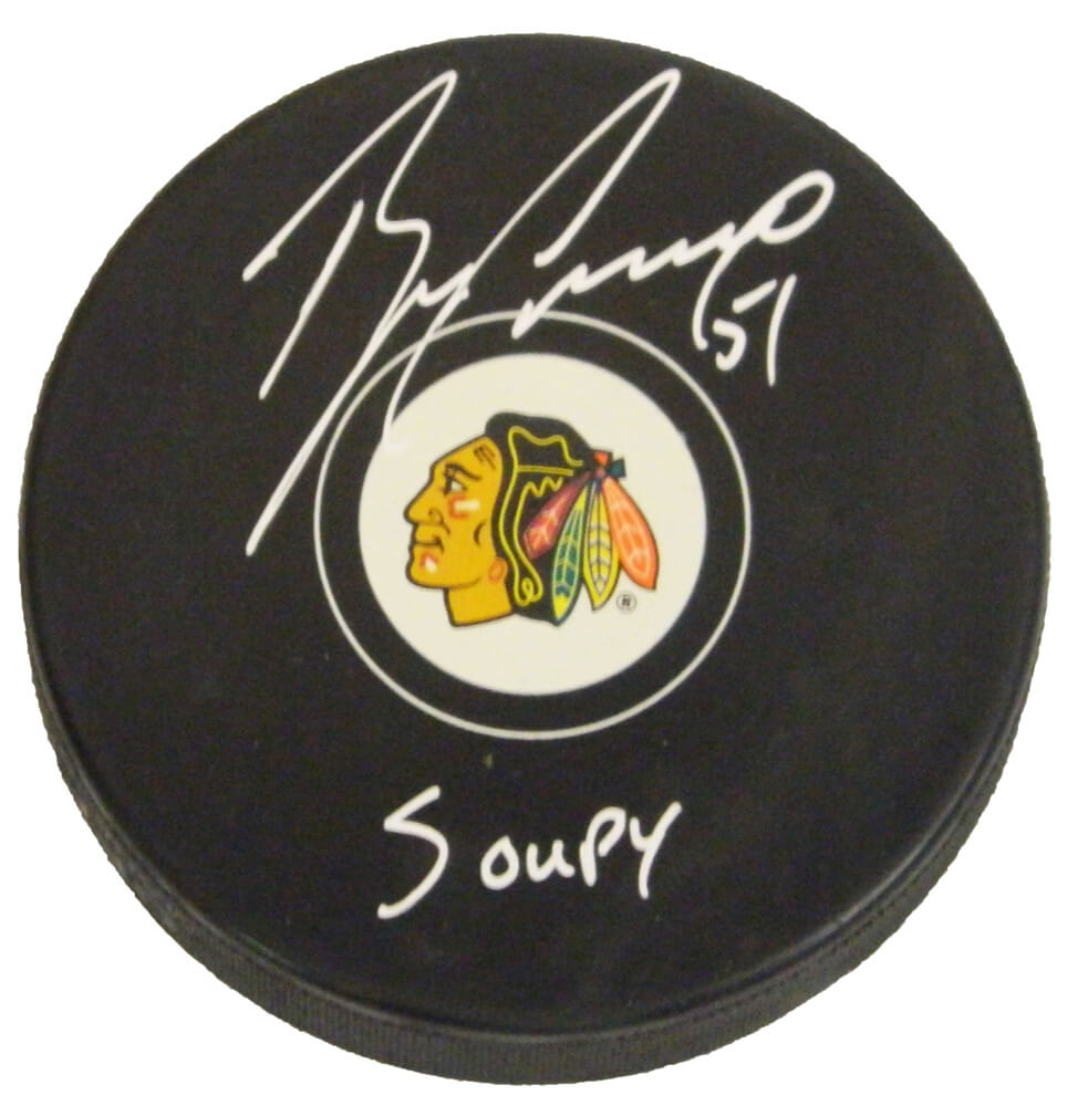 Brian Campbell Signed Blackhawks Logo Hockey Puck w/Soupy - CAMPUC402 - Brian Campbell Signed Blackhawks Logo Hockey Puck w/Soupy product image