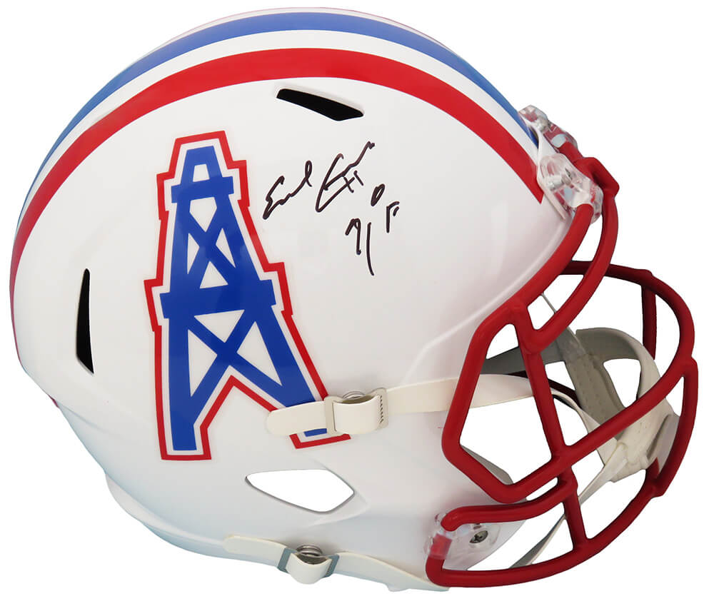 Earl Campbell Signed Houston Oilers Throwback Riddell Full Size Speed Replica Helmet w/HOF'91 - CAMREP307 - Earl Campbell Signed Houston Oilers Throwback Riddell Full Size Speed Replica Helmet w/HOF'91 product image