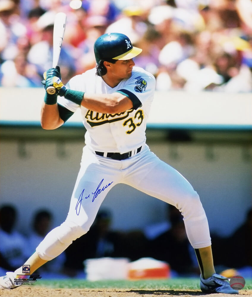 Jose Canseco Signed Oakland A's Batting Action 16x20 Photo - CAN16P102 - Jose Canseco Signed Oakland A's Batting Action 16x20 Photo product image