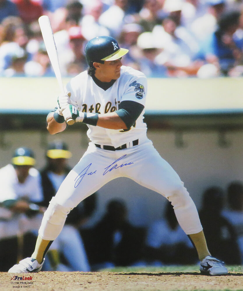 Jose Canseco Signed Oakland A's (Athletics) White Jersey Batting Action 16x20 Photo - CAN16P104 - Jose Canseco Signed Oakland A's (Athletics) White Jersey Batting Action 16x20 Photo product image
