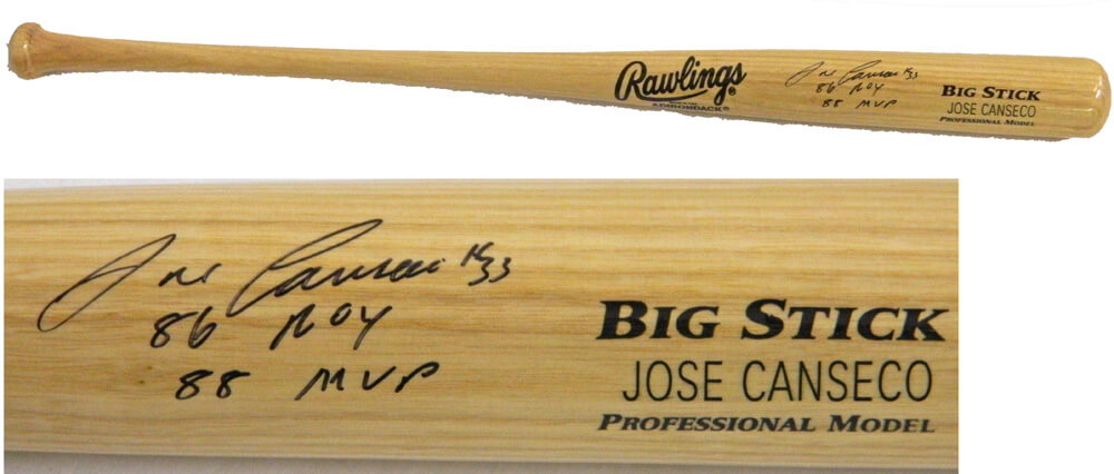 Jose Canseco Signed Blonde Big Stick Bat w/86 ROY, 88 MVP - CANBAT100 - Jose Canseco Signed Blonde Big Stick Bat w/86 ROY, 88 MVP product image