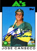 Jose Canseco Signed Oakland A's (Athletics) 1986 Topps Rookie Card #20T - CANCAR103 - Jose Canseco Signed Oakland A's (Athletics) 1986 Topps Rookie Card #20T product image