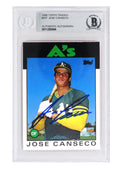 Jose Canseco Signed Oakland A's (Athletics) 1986 Topps Baseball Rookie Card #20T - (Beckett Encapsulated) - CANCAR104 - Jose Canseco Signed Oakland A's (Athletics) 1986 Topps Baseball Rookie Card #20T - (Beckett Encapsulated) product image