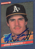 Jose Canseco Signed Oakland A's (Athletics) 1986 Donruss Rookie Card #39 w/86 AL ROY - CANCAR107 - Jose Canseco Signed Oakland A's (Athletics) 1986 Donruss Rookie Card #39 w/86 AL ROY product image