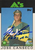 Jose Canseco Signed Oakland A's (Athletics) 1986 Topps Rookie Card #20T w/86 AL ROY - CANCAR108 - Jose Canseco Signed Oakland A's (Athletics) 1986 Topps Rookie Card #20T w/86 AL ROY product image