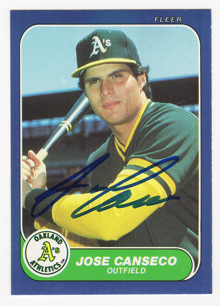 Jose Canseco Signed Oakland A's (Athletics) 1986 Fleer Baseball Rookie Card #U-20 - CANCAR110 - Jose Canseco Signed Oakland A's (Athletics) 1986 Fleer Baseball Rookie Card #U-20 product image