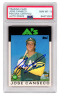 Jose Canseco Signed Oakland A's (Athletics) 1986 Topps Traded Rookie Card #20T (PSA Encapsulated - Auto Grade 10) - CANCAR119 - Jose Canseco Signed Oakland A's (Athletics) 1986 Topps Traded Rookie Card #20T (PSA Encapsulated - Auto Grade 10) product image
