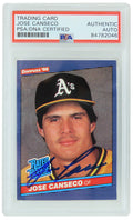 Jose Canseco Signed Oakland A's (Athletics) 1986 Donruss Rookie Card #39 (PSA Encapsulated) - CANCAR120 - Jose Canseco Signed Oakland A's (Athletics) 1986 Donruss Rookie Card #39 (PSA Encapsulated) product image