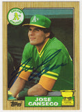 Jose Canseco Signed Oakland A's (Athletics) 1987 Topps Baseball Card #620 - CANCAR122 - Jose Canseco Signed Oakland A's (Athletics) 1987 Topps Baseball Card #620 product image
