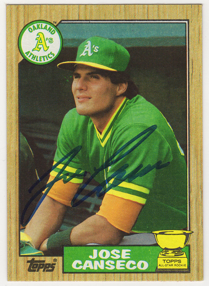 Jose Canseco Signed Oakland A's (Athletics) 1987 Topps Baseball Card #620 - CANCAR122 - Jose Canseco Signed Oakland A's (Athletics) 1987 Topps Baseball Card #620 product image