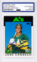 Jose Canseco Signed Oakland A's (Athletics) 1986 Topps Traded Rookie Baseball Card #20T - (PSA Encapsulated) - CANCAR124 - Jose Canseco Signed Oakland A's (Athletics) 1986 Topps Traded Rookie Baseball Card #20T - (PSA Encapsulated) product image