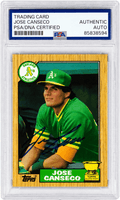 Jose Canseco Signed Oakland A's (Athletics) 1987 Topps Baseball Card #620 - (PSA Encapsulated) - CANCAR125 - Jose Canseco Signed Oakland A's (Athletics) 1987 Topps Baseball Card #620 - (PSA Encapsulated) product image