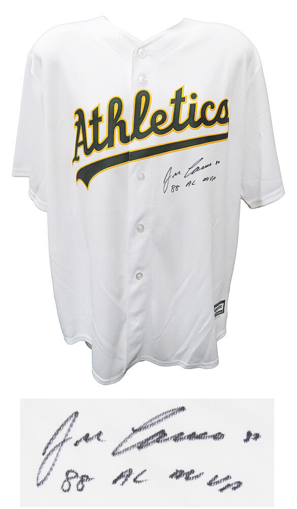 Jose Canseco Signed Oakland A's White Majestic Replica Baseball Jersey w/88 AL MVP - CANJRY100 - Jose Canseco Signed Oakland A's White Majestic Replica Baseball Jersey w/88 AL MVP product image