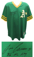 Jose Canseco Signed Oakland A's Green Throwback Majestic Replica Baseball Jersey w/86 AL ROY - CANJRY101 - Jose Canseco Signed Oakland A's Green Throwback Majestic Replica Baseball Jersey w/86 AL ROY product image