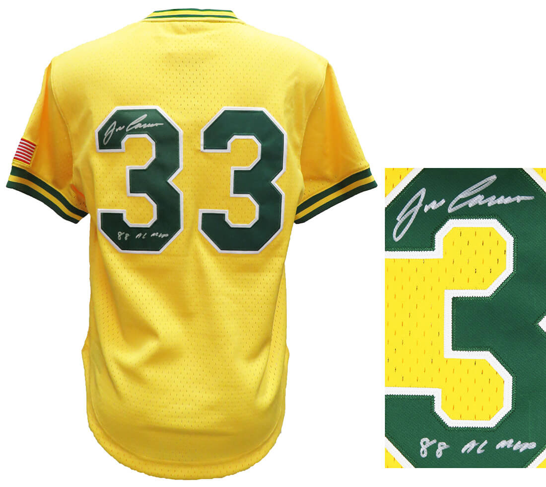 Jose Canseco Signed Oakland A's Yellow Throwback M&N Replica Baseball Jersey w/88 AL MVP - CANJRY102 - Jose Canseco Signed Oakland A's Yellow Throwback M&N Replica Baseball Jersey w/88 AL MVP product image