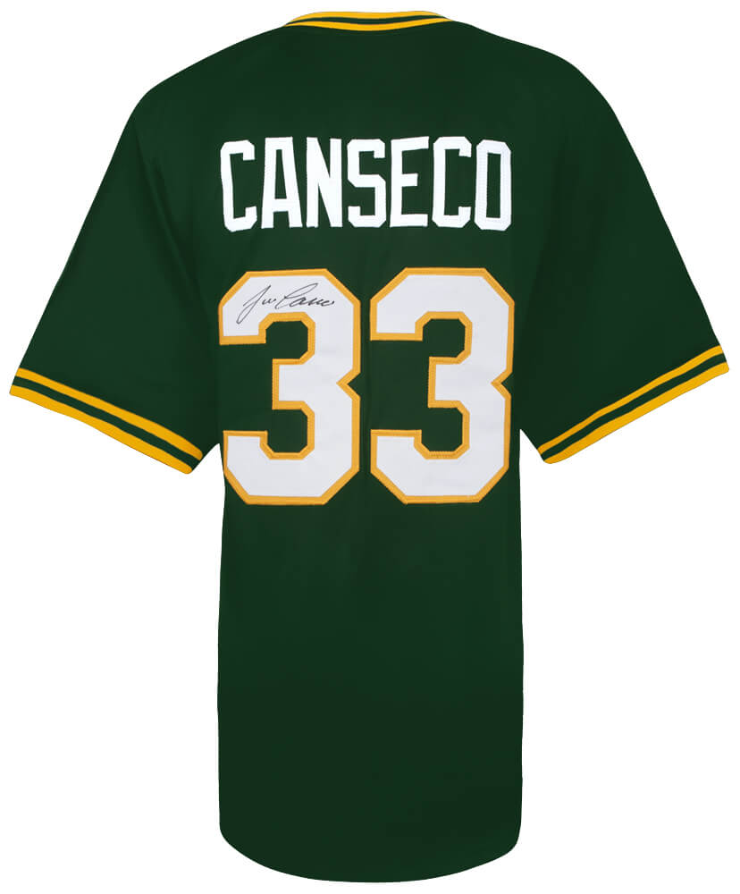 Jose Canseco Signed Green Throwback Custom Baseball Jersey - CANJRY107 - Jose Canseco Signed Green Throwback Custom Baseball Jersey product image