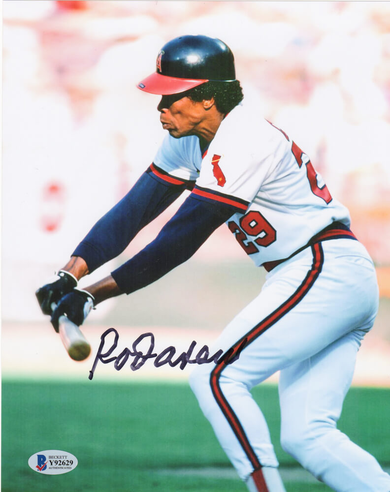 Rod Carew Signed Los Angeles Angels Bunting Action 8x10 Photo (Beckett) - CAR08P120 - Rod Carew Signed Los Angeles Angels Bunting Action 8x10 Photo (Beckett) product image