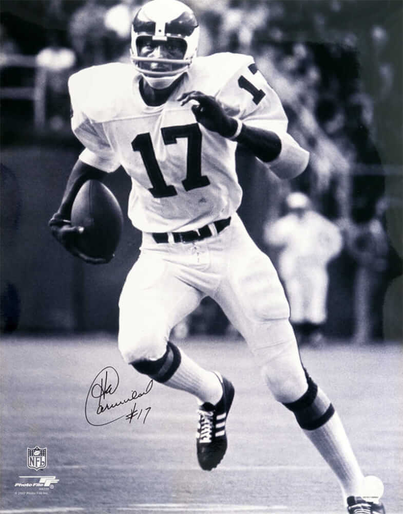 Harold Carmichael Signed Philadelphia Eagles With Football Action B&W 16x20 Photo - CAR16P320 - Harold Carmichael Signed Philadelphia Eagles With Football Action B&W 16x20 Photo product image
