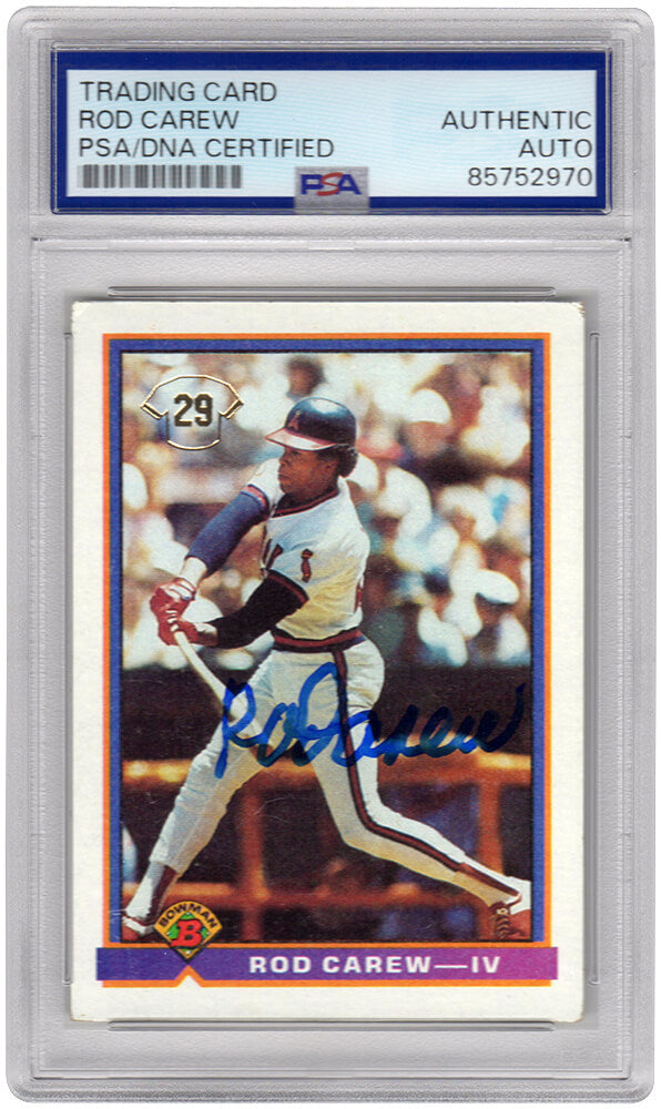 Rod Carew Signed Angels 1991 Bowman Baseball Card #4 - (PSA Encapsulated) - CARCAR112 - Rod Carew Signed Angels 1991 Bowman Baseball Card #4 - (PSA Encapsulated) product image