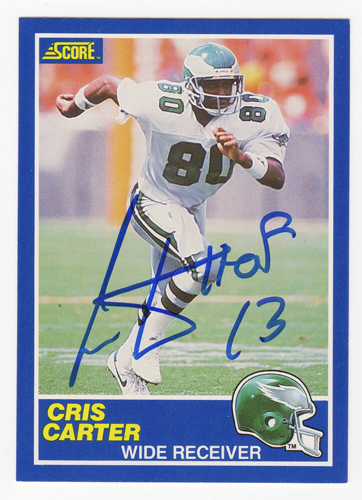 Cris Carter Signed Philadelphia Eagles 1989 Score Football Rookie Card #72 w/HOF'13 - CARCAR313 - Cris Carter Signed Philadelphia Eagles 1989 Score Football Rookie Card #72 w/HOF'13 product image