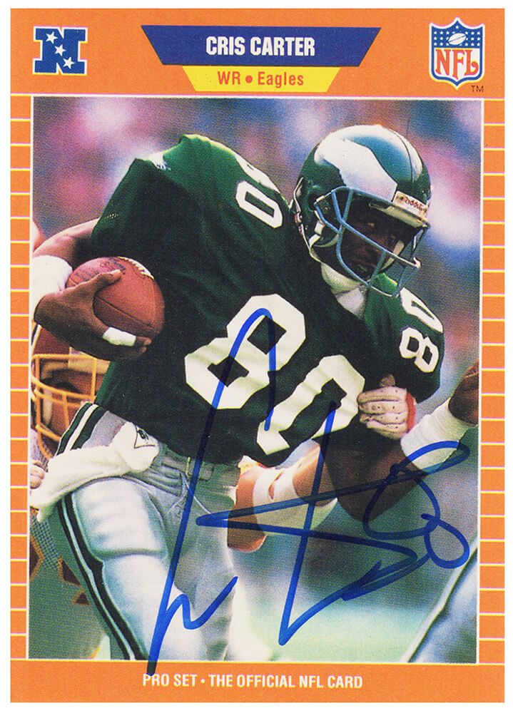 Cris Carter Signed Philadelphia Eagles 1989 Pro Set Football Rookie Card #314 - CARCAR314 - Cris Carter Signed Philadelphia Eagles 1989 Pro Set Football Rookie Card #314 product image