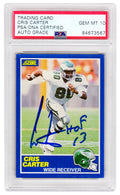Cris Carter Signed Philadelphia Eagles 1989 Score Football Rookie Card #72 w/HOF'13 (PSA Encapsulated - Auto Grade 10) - CARCAR318 - Cris Carter Signed Philadelphia Eagles 1989 Score Football Rookie Card #72 w/HOF'13 (PSA Encapsulated - Auto Grade 10) product image