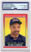 Mark Carrier Signed Bears 1990 Score Rookie Football Card #614 - (PSA Encapsulated) - CARCAR327 - Mark Carrier Signed Bears 1990 Score Rookie Football Card #614 - (PSA Encapsulated) product image
