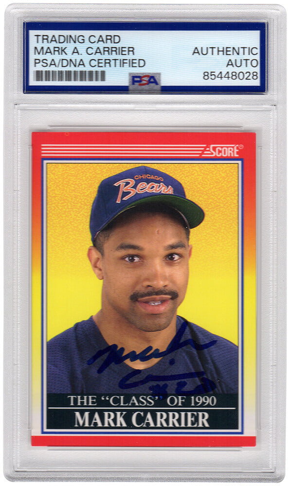 Mark Carrier Signed Bears 1990 Score Rookie Football Card #614 - (PSA Encapsulated) - CARCAR327 - Mark Carrier Signed Bears 1990 Score Rookie Football Card #614 - (PSA Encapsulated) product image