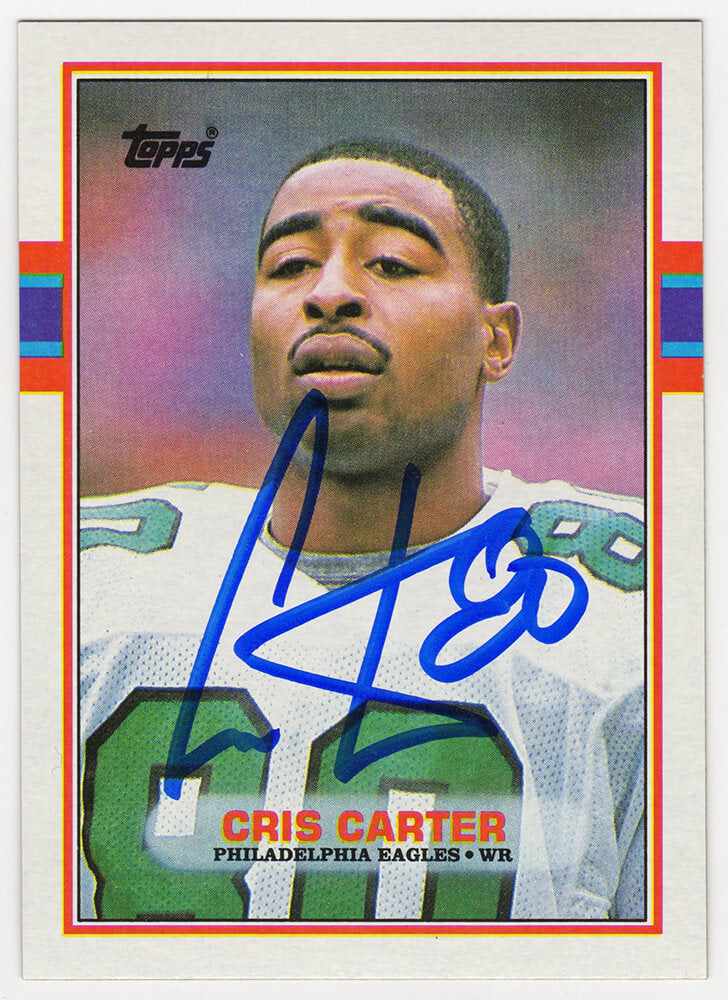 Cris Carter Signed Philadelphia Eagles 1989 Topps Football Rookie Card #121 - CARCAR331 - Cris Carter Signed Philadelphia Eagles 1989 Topps Football Rookie Card #121 product image