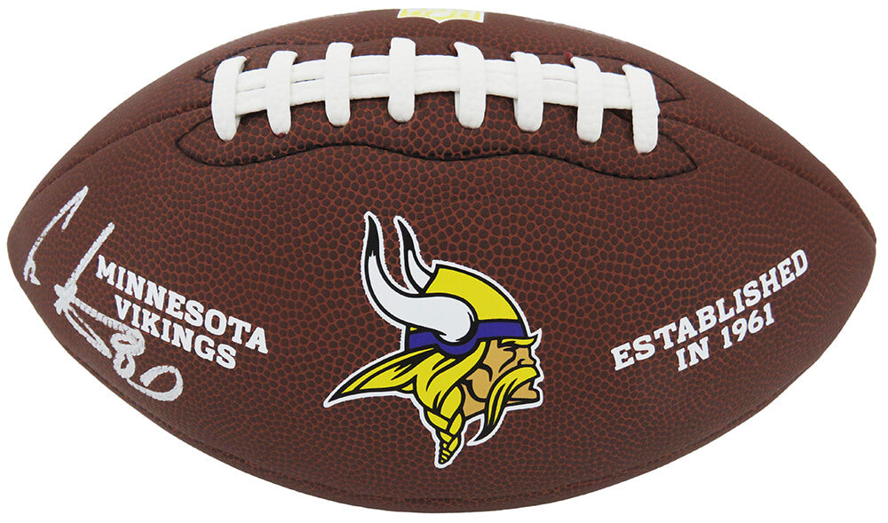 Cris Carter Signed Vikings Wilson Brown Logo Football - CARFTB311 - Cris Carter Signed Vikings Wilson Brown Logo Football product image