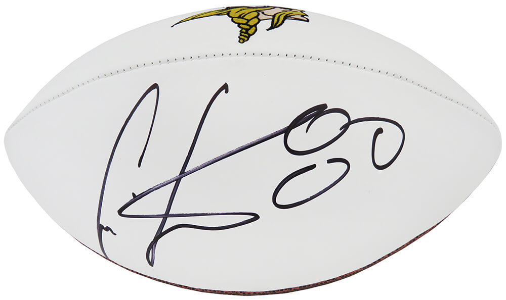 Cris Carter Signed Minnesota Vikings Wilson White Panel Logo Football - CARFTB312 - Cris Carter Signed Minnesota Vikings Wilson White Panel Logo Football product image