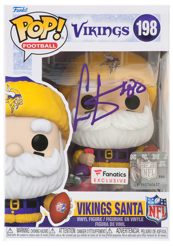 Cris Carter Signed Minnesota Vikings 'SANTA' Funko Pop Doll #198 - CARFUN300 - Cris Carter Signed Minnesota Vikings 'SANTA' Funko Pop Doll #198 product image