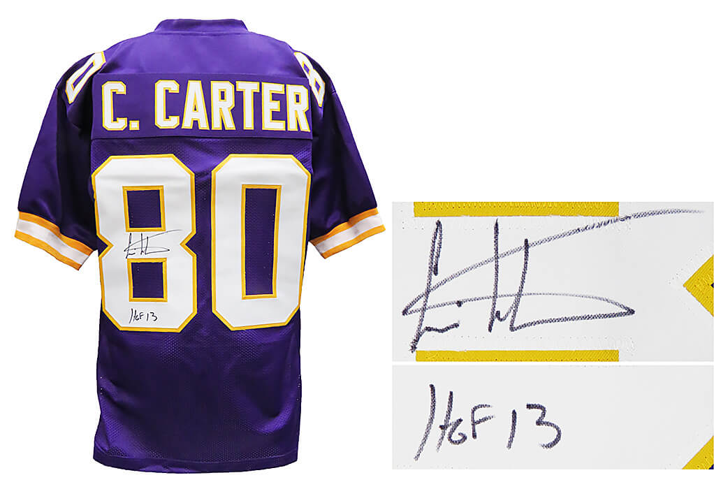 Cris Carter Signed Purple Custom Football Jersey w/HOF'13 - CARJRY301 - Cris Carter Signed Purple Custom Football Jersey w/HOF'13 product image