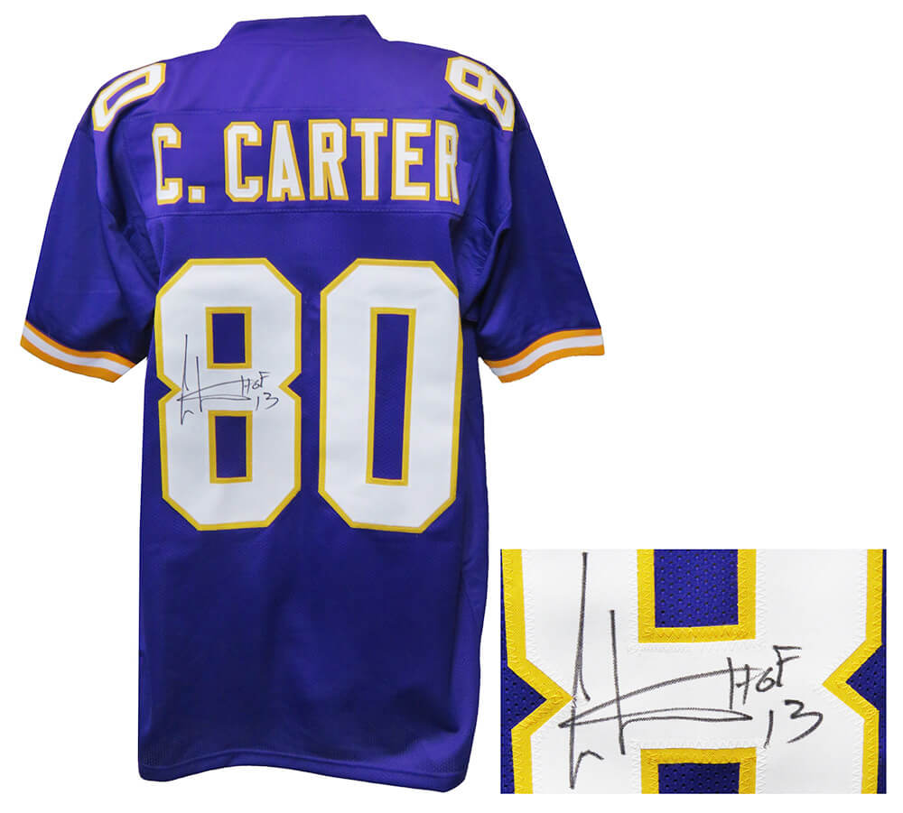 Cris Carter Signed Purple Throwback Custom Football Jersey w/HOF'13 - CARJRY306 - Cris Carter Signed Purple Throwback Custom Football Jersey w/HOF'13 product image