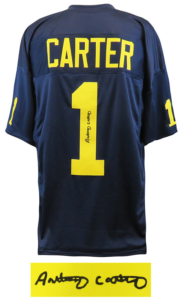 Anthony Carter Signed Navy Custom Jersey - CARJRY321 - Anthony Carter Signed Navy Custom Jersey product image