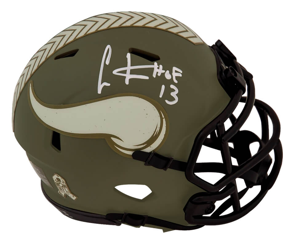 Cris Carter Signed Minnesota Vikings Salute to Service Riddell Speed Mini Helmet w/HOF'13 - CARMIN319 - Cris Carter Signed Minnesota Vikings Salute to Service Riddell Speed Mini Helmet w/HOF'13 product image
