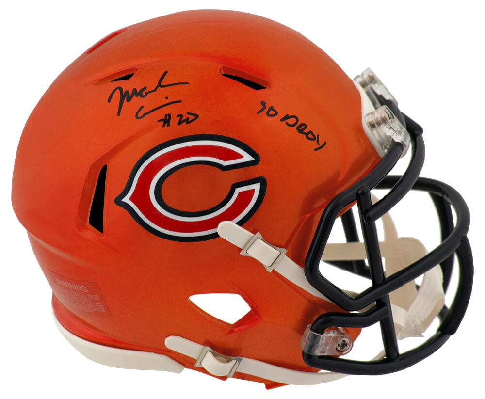 Mark Carrier Signed Chicago Bears FLASH Riddell Speed Mini Helmet w/90 DROY - CARMIN332 - Mark Carrier Signed Chicago Bears FLASH Riddell Speed Mini Helmet w/90 DROY product image