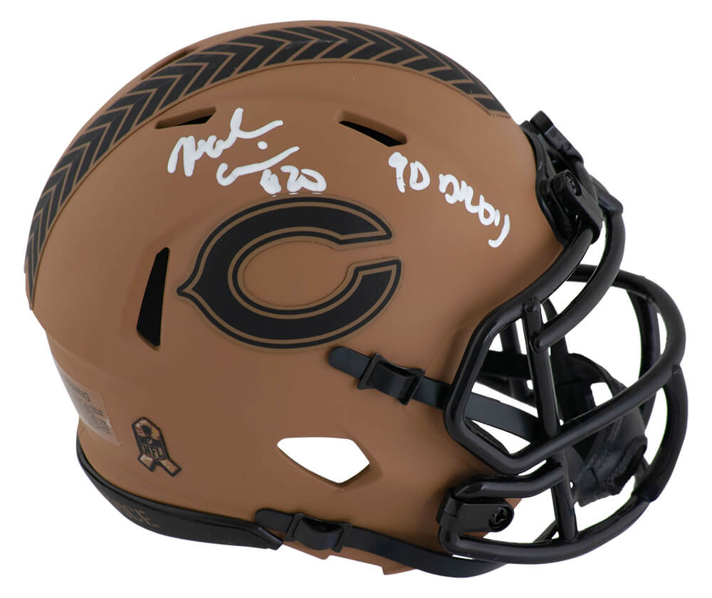Mark Carrier Signed Chicago Bears SALUTE Riddell Speed Mini Helmet w/90 DROY - CARMIN333 - Mark Carrier Signed Chicago Bears SALUTE Riddell Speed Mini Helmet w/90 DROY product image