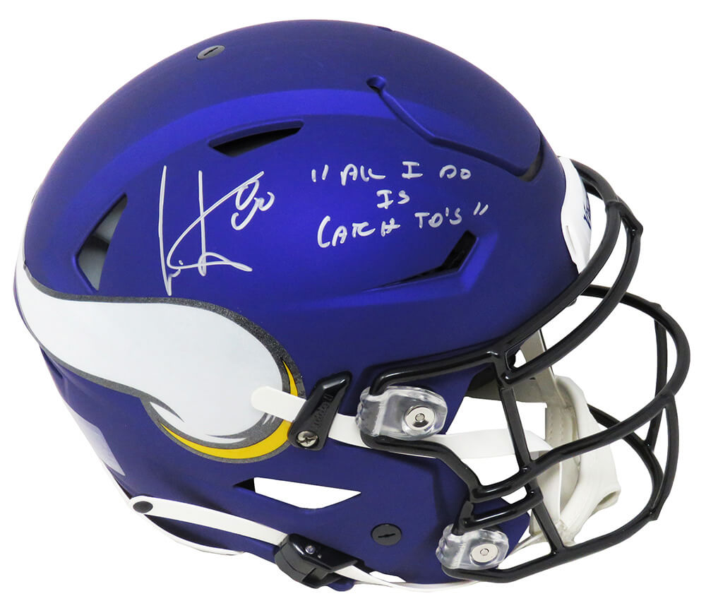 Cris Carter Signed Minnesota Vikings SpeedFlex Riddell Speed Authentic Helmet w/All I Do It Catch TD's - CARPRO300 - Cris Carter Signed Minnesota Vikings SpeedFlex Riddell Speed Authentic Helmet w/All I Do It Catch TD's product image