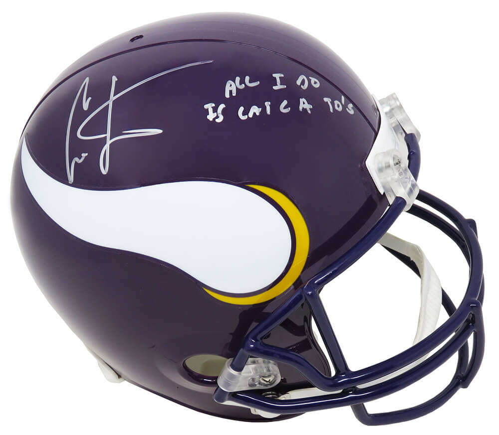 Cris Carter Signed Minnesota Vikings Riddell Full Size Replica Helmet w/All I Do Is Catch TD's - CARREP304 - Cris Carter Signed Minnesota Vikings Riddell Full Size Replica Helmet w/All I Do Is Catch TD's product image