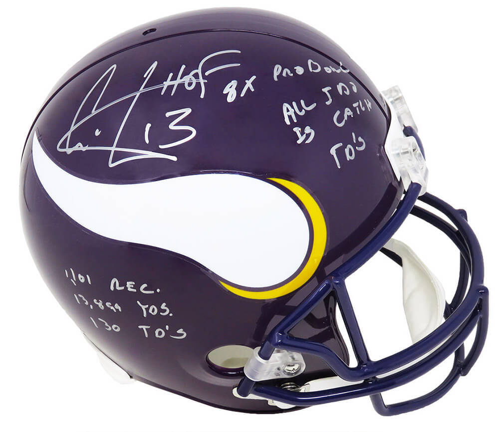 Cris Carter Signed Minnesota Vikings Riddell Full Size Replica Helmet w/6 Inscriptions - CARREP306 - Cris Carter Signed Minnesota Vikings Riddell Full Size Replica Helmet w/6 Inscriptions product image