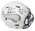 Cris Carter Signed Minnesota Vikings Flat White Matte Riddell Full Size Speed Replica Helmet w/All I Do Is Catch TD's - CARREP307 - Cris Carter Signed Minnesota Vikings Flat White Matte Riddell Full Size Speed Replica Helmet w/All I Do Is Catch TD's product image