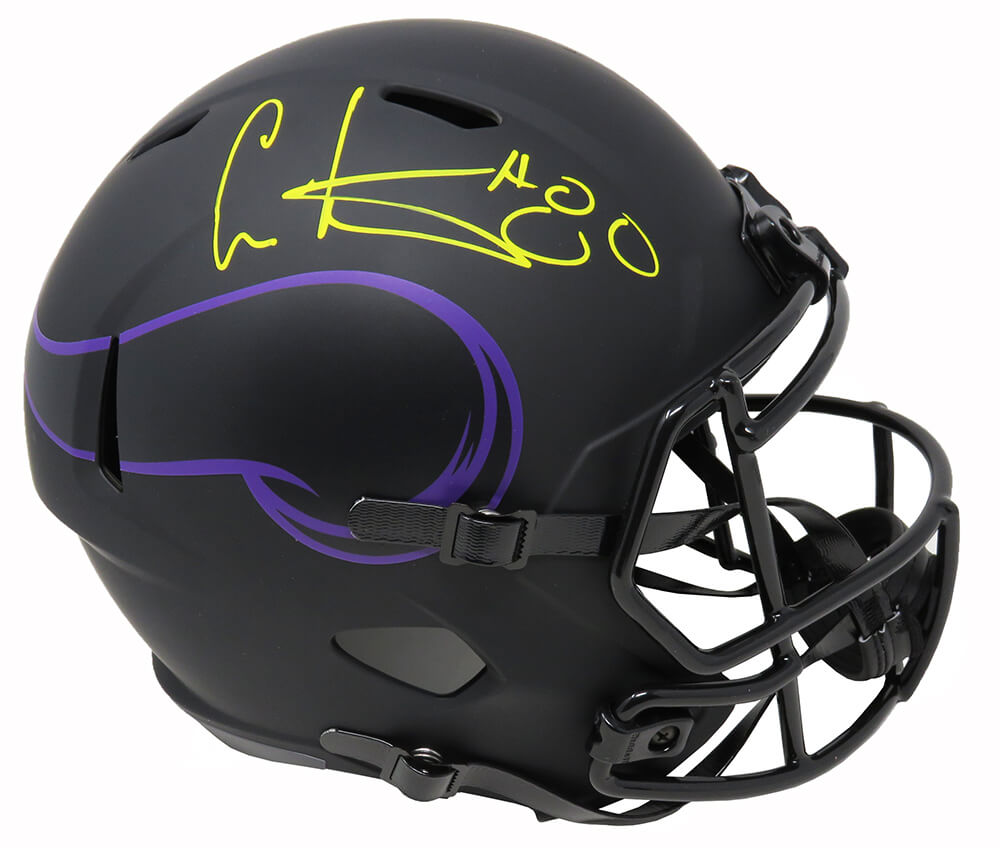 Cris Carter Signed Minnesota Vikings Eclipse Black Matte Riddell Speed Full Size Replica Helmet - CARREP308 - Cris Carter Signed Minnesota Vikings Eclipse Black Matte Riddell Speed Full Size Replica Helmet product image