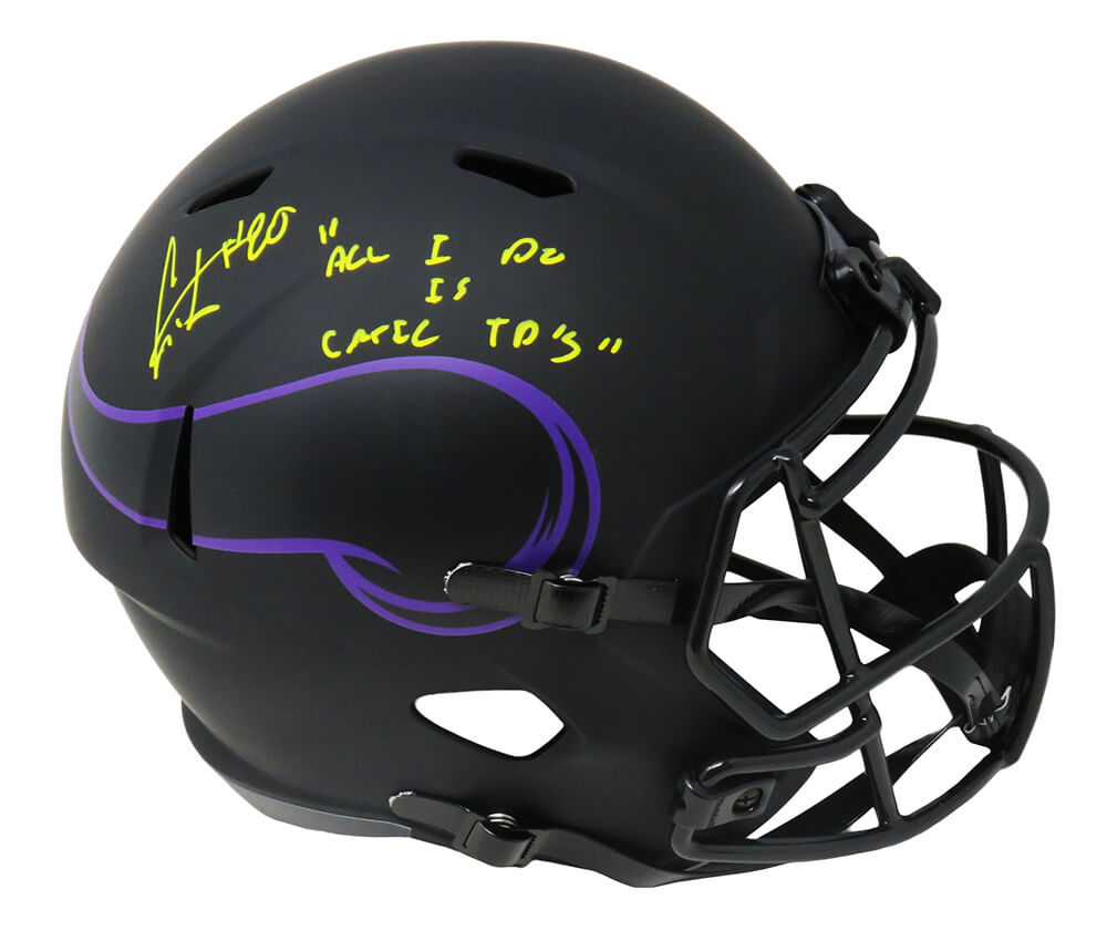 Cris Carter Signed Minnesota Vikings Eclipse Riddell Speed Full Size Replica Helmet w/All I Do Is Catch TD's - CARREP311 - Cris Carter Signed Minnesota Vikings Eclipse Riddell Speed Full Size Replica Helmet w/All I Do Is Catch TD's product image