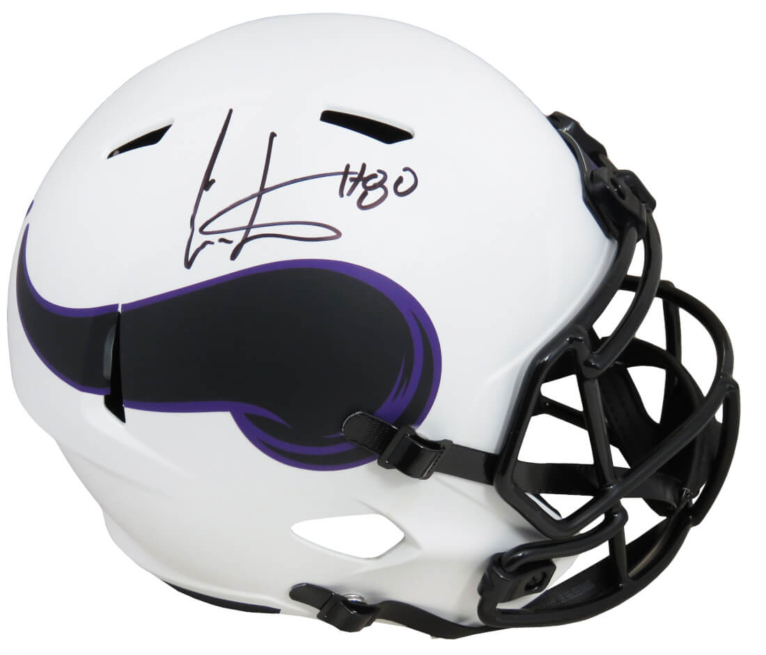 Cris Carter Signed Minnesota Vikings Lunar Eclipse White Matte Riddell Full Size Speed Replica Helmet - CARREP318 - Cris Carter Signed Minnesota Vikings Lunar Eclipse White Matte Riddell Full Size Speed Replica Helmet product image